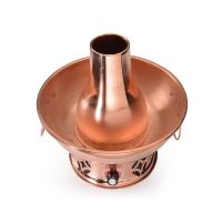 紫铜电碳两用纯铜火锅 涮肉木炭黄铜暖锅 鸳鸯家用插电铜锅|紫铜高低2档调节 30厘米鸳鸯锅