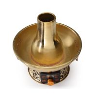 紫铜电碳两用纯铜火锅 涮肉木炭黄铜暖锅 鸳鸯家用插电铜锅|黄铜10档显示屏款 34厘米清汤锅