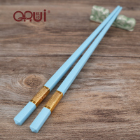 糖果色不发霉酒店饭店家用红色结婚喜庆分餐用一人一色合金筷子|10双[蓝色]金福24CM