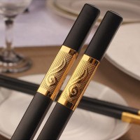 家庭酒店快子合金筷子套装10双家用防滑不锈钢实木20防霉餐具|金如意27cm10双