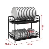 碗架沥水架家用厨房置物架神器多功能凉盘子晾放碗碟架碗筷收纳盒|新款端2层主架(黑)