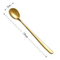 304不锈钢勺子长柄韩式咖啡勺子 长把搅拌勺网红勺子奶茶勺沙冰勺|金色(1支装)