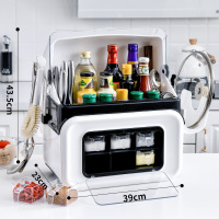 刀架置物架调味调料用品家用大全筷子厨具橱柜灶台台面收纳盒|2020带盖6格象牙白(刀架+调料架+锅盖架+锅铲架)