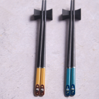 儿童筷子二段6岁女孩单双装训练家用4岁5岁7岁8岁小孩防滑宝宝筷|蓝猫+黄猫2双装19.8厘米