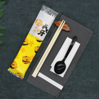 1000套性筷子三四件套竹筷纸巾牙签勺子套装外卖手套餐具定制|我呀黑勺1000套