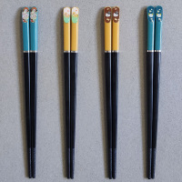 防霉儿童筷子训练3岁家用短小孩卡通宝宝防滑6岁一家3口合金筷5双|4双)短)卡通猫+欢乐猫+柴犬+黄猫