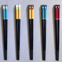 防霉儿童筷子训练3岁家用短小孩卡通宝宝防滑6岁一家3口合金筷5双|5双)短)卡通猫+欢乐猫+女孩+柴犬+黄猫