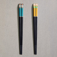 防霉儿童筷子训练3岁家用短小孩卡通宝宝防滑6岁一家3口合金筷5双|2双)短)欢乐猫+柴犬