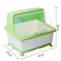 厨房碗架沥水架带盖放碗筷碗碟晾餐具置物架多功能收纳盒碗柜家用|升级单层[旋转切换排水]绿色