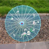 古典绢纱半透明演出舞蹈道具伞古风透明油纸伞旗袍走秀伞装饰伞|天空蓝(透明纱) 70cm普通版-竹竿