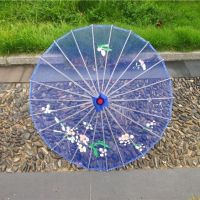 古典绢纱半透明演出舞蹈道具伞古风透明油纸伞旗袍走秀伞装饰伞|深海蓝(透明纱) 76cm升级版-实木(推荐)