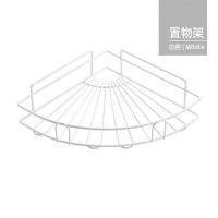 免打孔转角置物架卫生间洗漱架浴室壁挂三角架收纳架|中号白色单件无送（4贴+4钩）