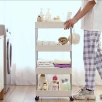 卫生间浴室夹缝收纳置物架厨房窄柜冰箱洗衣机客厅落地式缝隙架子|宽款一层无滑轮