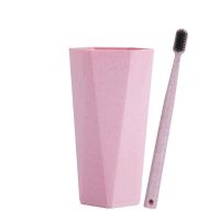 创意漱口杯牙刷杯家用情侣漱口杯刷牙杯子套装洗漱杯牙缸水杯|粉色小麦杯【送牙刷一支】 【新款升级加厚】大号菱形杯