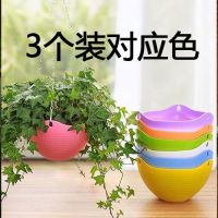 七彩大号树脂pp吊篮盆园艺花盆加厚吊兰盆垂吊盆吊盆挂盆绿萝吊兰|3个装白色加送配件