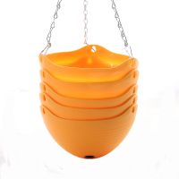 七彩大号树脂pp吊篮盆园艺花盆加厚吊兰盆垂吊盆吊盆挂盆绿萝吊兰|3个装橘色加送配件