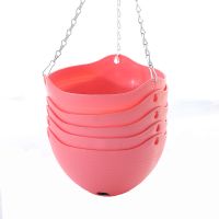 七彩大号树脂pp吊篮盆园艺花盆加厚吊兰盆垂吊盆吊盆挂盆绿萝吊兰|5个装粉色加送配件