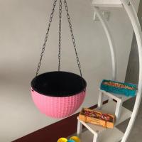 吊篮绿萝花盆悬挂懒人塑料自吸水花盆阳台室内绿萝加厚树脂花盆|粉色 普通款带隔水网+链子21cm