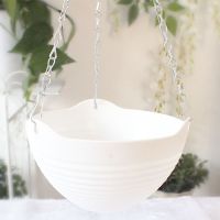 吊兰花盆塑料加厚佛珠盆垂吊盆悬挂式吊篮盆绿萝花盆栽挂花装饰盆|白色4个[送链子+塞子+隔板] 大号[口径24cm]