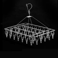 加粗晾衣架不锈钢衣架夹子晾晒内衣袜子裤架多功能防风夹晾晒神器