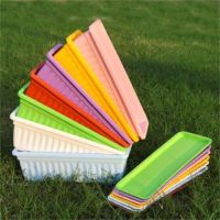 长方形塑料花盆阳台种菜盆家庭蔬菜种植箱加厚树脂特大种菜养花盆|混色随机+托盘 中号长43CM[2个装]