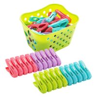 日用衣架塑料夹衣服小号被子的晒晾晒夹凉衣夹防袜内衣|30夹+绿色篮子