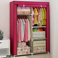 布衣柜加粗加固钢管简易衣柜宿舍组装单人收纳架家用卧室衣橱