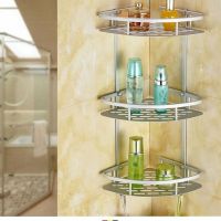 卫生间置物架浴室置物架打孔免打孔铝厨房收纳架浴室角架|三层带钩三角架/免打孔款