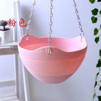 加厚树脂塑料花盆佛珠吊兰盆垂吊盆悬挂式吊篮盆绿萝花盆挂盆吊盆|粉色 大号3盆送2盆【送配件+花种】