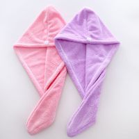 干发帽女吸水速干擦头不掉毛不掉色加厚毛巾浴帽成人绒头巾|单层加厚款粉色和紫色