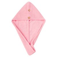 干发帽新款速干女长发成人浴帽洗头巾女可爱儿童加厚吸水|樱桃粉1条装 加厚款扣+透明扣