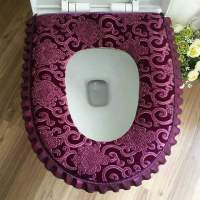 马桶垫坐垫加厚马桶坐垫钻石绒花边坐便套马桶套拉链防水