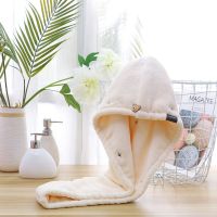 韩式双层加厚干发帽女吸水速干擦头发浴帽长发包头巾神器|米白色*双层加厚*一条装