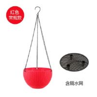 吊兰绿萝花盆塑料垂吊挂盆中等专用悬挂吊盆吊篮花盆自动吸水|红色常规款(带隔水网) 小(直径16.5CM)