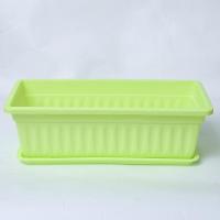 长方形阳台种菜盆塑料花盆托盘加厚特大号家庭长条蔬菜种植箱|新料绿色+托盘 特大长49CM[4个装]