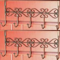 铁艺门后挂钩免钉门上挂衣架浴室挂钩置物架卧室衣帽钩卫生间|加粗款五钩摩卡铜[2个装]