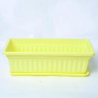 长方形阳台种菜盆塑料花盆托盘加厚特大号家庭长条蔬菜种植箱|新料黄色+托盘 大号长43CM【5个装】