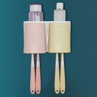 欣美欣卫生间吸壁式任意组合式牙刷架壁挂洗漱架牙刷筒牙刷杯套装|不带挤牙器不带字 四口