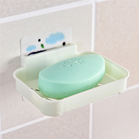 浴室吸盘肥皂盒单层香皂盒沥水创意置物架壁挂卫生间皂托洗漱台架|淡绿
