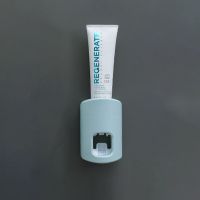 牙刷架套装免打孔刷牙杯子漱口杯牙膏挤压器牙杯家用洗漱台置物架|带挤压膏器 四口[绿红紫灰杯]+挤牙膏器