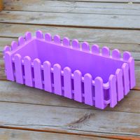 栅栏花盆多肉长方形加厚特大种菜花盆阳台植物环保育苗盆塑料花盆|底部无漏水孔[紫色] 长32厘米宽16厘米11厘米