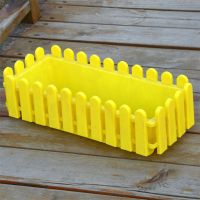 栅栏花盆多肉长方形加厚特大种菜花盆阳台植物环保育苗盆塑料花盆|底部无漏水孔[黄色] 长52厘米宽21厘米17厘米