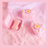 可意少女心爆棚的小东西洗漱台带盖便携式手工小樱肥皂盒|小樱香皂盒 四只装[寝室装]