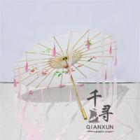 汉服古装摄影道具古风流苏飘带油纸伞仙女拍照写真网红舞蹈伞|白伞—粉流苏+粉丝带