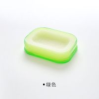 2个双层有氧沥水硅胶皂盒 家用酒店旅行香皂架 学生宿舍海绵皂托|2个绿色 硬壳/平面/底部实底/心形