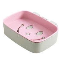 免打孔肥皂架浴室沥水肥皂盒卫生间香皂架壁挂置物架放皂盒的架子|笑脸壁挂款 2个北欧绿