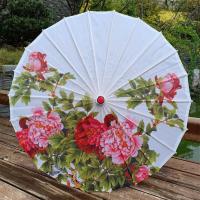 中国风油纸伞吊顶装饰伞古典舞蹈伞拍照道具伞经典工艺伞旗袍走秀|白底牡丹 直径70cm加布袋
