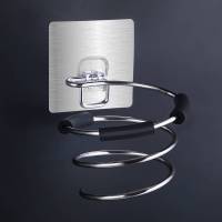 不锈钢电吹风机架卫生间家用浴室置物架放吹风筒架|吹风机架1个+1个备用胶片[含胶圈]