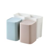 牙刷架套装免打孔刷牙杯子漱口杯挤牙膏神器牙刷杯洗漱家用置物架|不带挤牙膏器 新款素色3口(不带字)