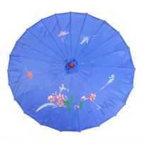 油纸伞古风舞蹈伞儿童跳舞伞旗袍走秀道具广场舞伞装饰吊顶绸布伞|深蓝色 小号(伞面56CM5岁一下小孩使用)